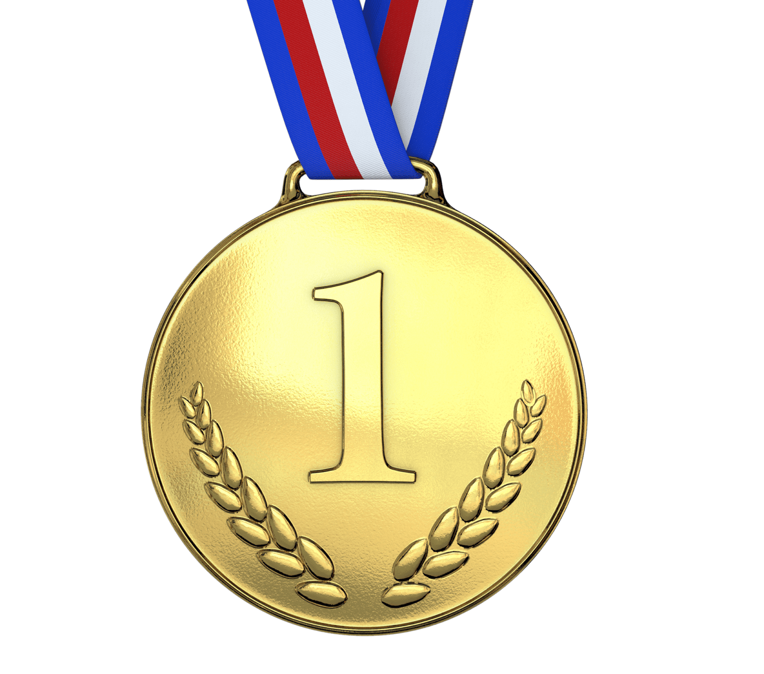 Illustration of a gold medal with the number one on it