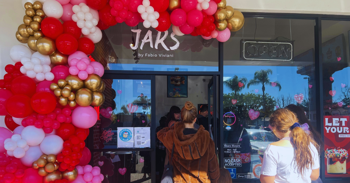 Jars store front with line outside