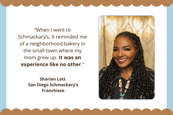 Sharian Lott San Diego Announcement; photo of Sharian with a quote from her experience.